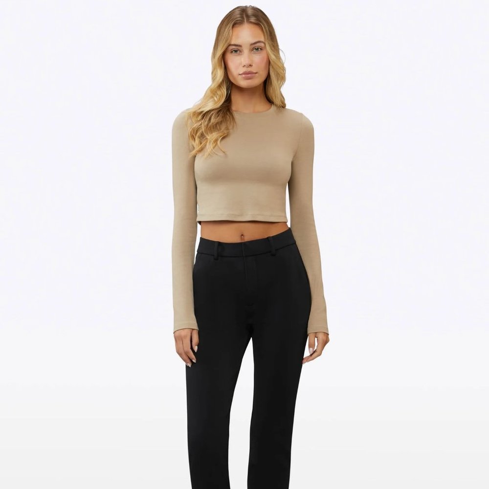 Cuts Clothing Tomboy Cropped Long Sleeve tee - Dove - Picture 2 of 6